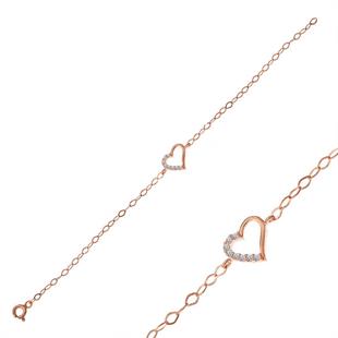 Hk Gümüş Kadın Bileklik Rose Kalp |Gümüş Takı Hediyelik Ürünler