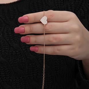 Hk Gümüş Kadın Bileklik Rose Kalp |Gümüş Takı Hediyelik Ürünler