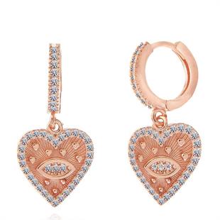 Hk Gümüş Kadın Küpe Rose Kalp Sallantılı |Gümüş Takı Hediyelik Ürünler