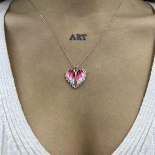 Hk Gümüş Kadın Kolye Rose Kalpli İsimli |Gümüş Takı Hediyelik Ürünler
