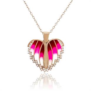 Hk Gümüş Kadın Kolye Rose Kalpli İsimli |Gümüş Takı Hediyelik Ürünler