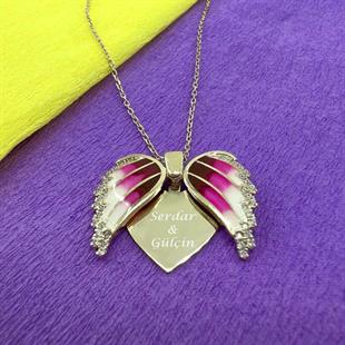 Hk Gümüş Kadın Kolye Rose Kalpli İsimli |Gümüş Takı Hediyelik Ürünler