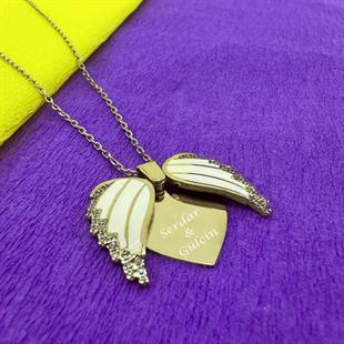 Hk Gümüş Kadın Kolye Rose Kalpli İsimli |Gümüş Takı Hediyelik Ürünler