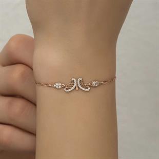 Hk ​Gümüş Kadın Bileklik Rose Kelebek |Gümüş Takı Hediyelik Ürünler