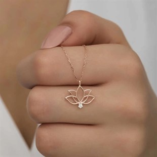 Hk Gümüş Rose Lotus Çiçeği Kadın Kolye | Gümüş Takı Hediyelik Ürünler