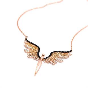 ​Gümüş Rose Mikail Meleği Bayan Kolye