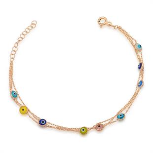 Hk Gümüş Kadın Bileklik Rose Nazar |Gümüş Takı Hediyelik Ürünler