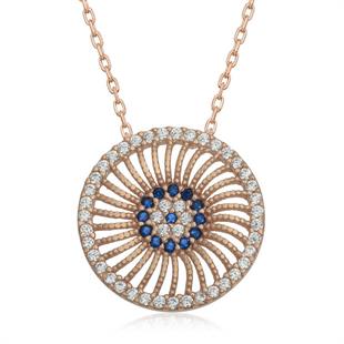 Hk ​Gümüş Kadın Kolye Rose Nazar |Gümüş Takı Hediyelik Ürünler