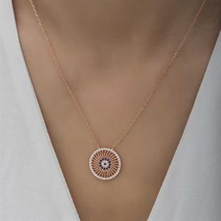 Hk ​Gümüş Kadın Kolye Rose Nazar |Gümüş Takı Hediyelik Ürünler