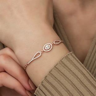 Hk Gümüş Kadın Bileklik Rose Oval Baget |Gümüş Takı Hediyelik Ürünler