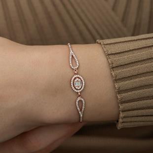 Hk Gümüş Kadın Bileklik Rose Oval Baget |Gümüş Takı Hediyelik Ürünler