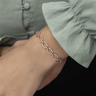 Hk Gümüş Kadın Bileklik Rose Oval Taşlı |Gümüş Takı Hediyelik Ürünler