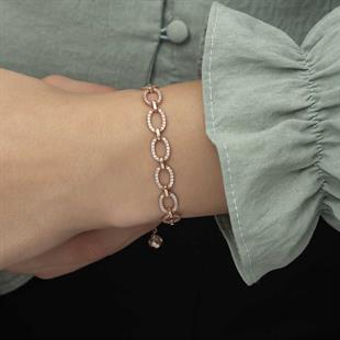 Hk Gümüş Kadın Bileklik Rose Oval Taşlı |Gümüş Takı Hediyelik Ürünler