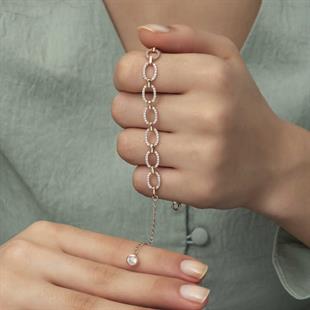 Hk Gümüş Kadın Bileklik Rose Oval Taşlı |Gümüş Takı Hediyelik Ürünler