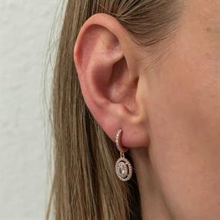 Hk Gümüş Kadın Küpe Rose Oval Taşlı Sallantılı|Gümüş Takı Hediyelik Ürünler