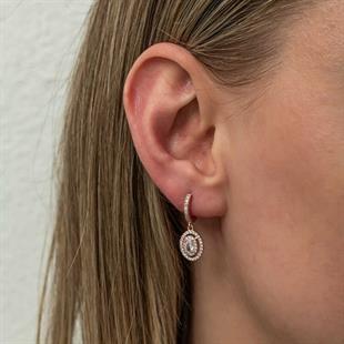 Hk Gümüş Kadın Küpe Rose Oval Taşlı Sallantılı|Gümüş Takı Hediyelik Ürünler