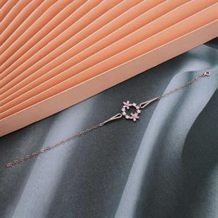 Hk Gümüş Kadın Bileklik Rose Pembe Çiçek |Gümüş Takı Hediyelik Ürünler