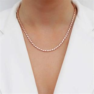 Hk Gümüş Zincir Rose Pullu Arpa |Gümüş Takı Hediyelik Ürünler