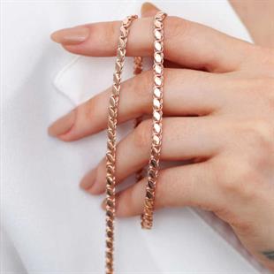 Hk Gümüş Zincir Rose Pullu Arpa |Gümüş Takı Hediyelik Ürünler