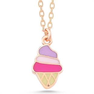 Hk Gümüş Kadın Kolye Rose Renkli Dondurma |Gümüş Takı Hediyelik Ürünler