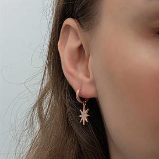 Hk Gümüş Kadın Küpe Rose Sallantılı Kutup Yıldızı |Gümüş Takı Hediyelik Ürünler