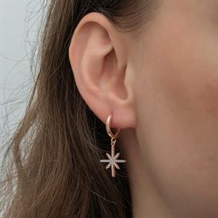 Hk Gümüş Kadın Küpe Rose Sallantılı Kutup Yıldızı |Gümüş Takı Hediyelik Ürünler