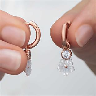 Hk Gümüş Kadın Küpe Rose Sallantılı Manolya Çiçeği |Gümüş Takı Hediyelik Ürünler