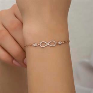 Hk Gümüş Kadın Bileklik Rose Sonsuzluk |Gümüş Takı Hediyelik Ürünler