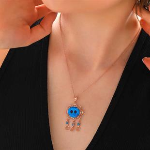 Hk Gümüş Kadın Kolye Rose Süryani Gözü |Gümüş Takı Hediyelik Ürünler