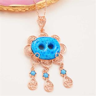 Hk Gümüş Kadın Kolye Rose Süryani Gözü |Gümüş Takı Hediyelik Ürünler