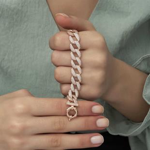 Hk Gümüş Kadın Bileklik Rose Taşlı Gurmet |Gümüş Takı Hediyelik Ürünler