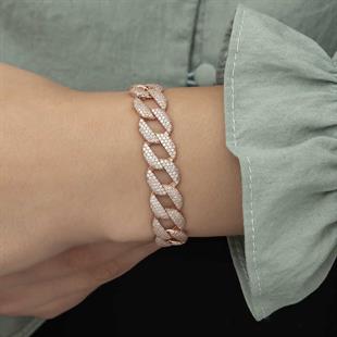 Hk Gümüş Kadın Bileklik Rose Taşlı Gurmet |Gümüş Takı Hediyelik Ürünler