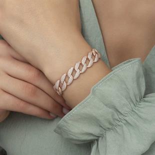 Hk Gümüş Kadın Bileklik Rose Taşlı Gurmet |Gümüş Takı Hediyelik Ürünler