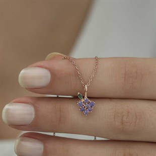 Hk Gümüş Rose Üzüm Figürlü Meyve Kolye | Gümüş Takı Hediyelik Ürünler