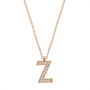 Gümüş Rose Z Harfi Kadın Kolye