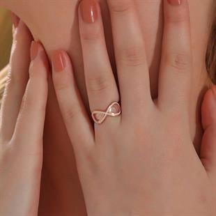 Hk Gümüş Kadın Yüzük Rose Zirkon Taşlı Sonsuzluk |Gümüş Takı Hediyelik Ürünler