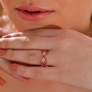 Hk Gümüş Kadın Yüzük Rose Zirkon Taşlı Sonsuzluk |Gümüş Takı Hediyelik Ürünler