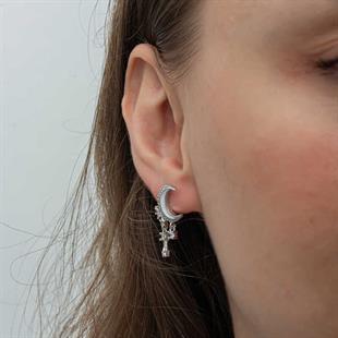 Hk Gümüş Kadın Küpe Sallantılı Ay Yıldız |Gümüş Takı Hediyelik Ürünler