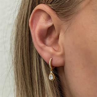 Hk Gümüş Kadın Küpe Sallantılı Gold Damla |Gümüş Takı Hediyelik Ürünler