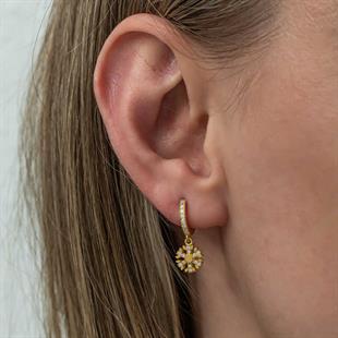 Hk Gümüş Kadın Küpe Sallantılı Gold Kar Tanesi |Gümüş Takı Hediyelik Ürünler