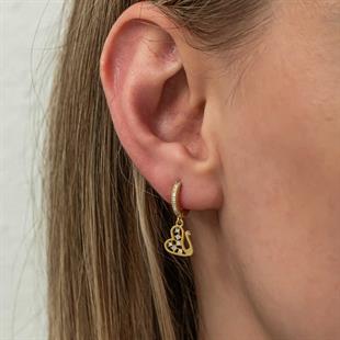 Hk Gümüş Kadın Küpe Sallantılı Gold Kuğu |Gümüş Takı Hediyelik Ürünler