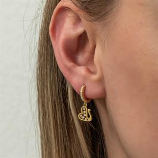 Hk Gümüş Kadın Küpe Sallantılı Gold Kuğu |Gümüş Takı Hediyelik Ürünler