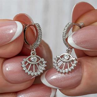 Hk Gümüş Kadın Küpe Sallantılı Göz |Gümüş Takı Hediyelik Ürünler