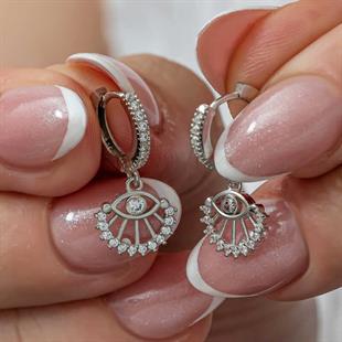 Hk Gümüş Kadın Küpe Sallantılı Göz |Gümüş Takı Hediyelik Ürünler