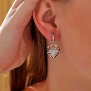 Hk ​Gümüş Kadın Küpe Sallantılı Kalp |Gümüş Takı Hediyelik Ürünler