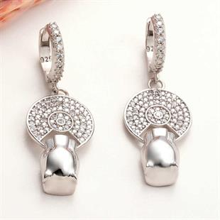 Hk ​Gümüş Kadın Küpe Sallantılı Kaplan Figürlü |Gümüş Takı Hediyelik Ürünler