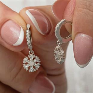 Hk Gümüş Kadın Küpe Sallantılı Kar Tanesi |Gümüş Takı Hediyelik Ürünler