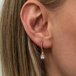 Hk Gümüş Kadın Küpe Sallantılı Rose Damla |Gümüş Takı Hediyelik Ürünler