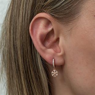 Hk Gümüş Kadın Küpe Sallantılı Rose Kar Tanesi |Gümüş Takı Hediyelik Ürünler