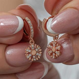 Hk Gümüş Kadın Küpe Sallantılı Rose Kar Tanesi |Gümüş Takı Hediyelik Ürünler